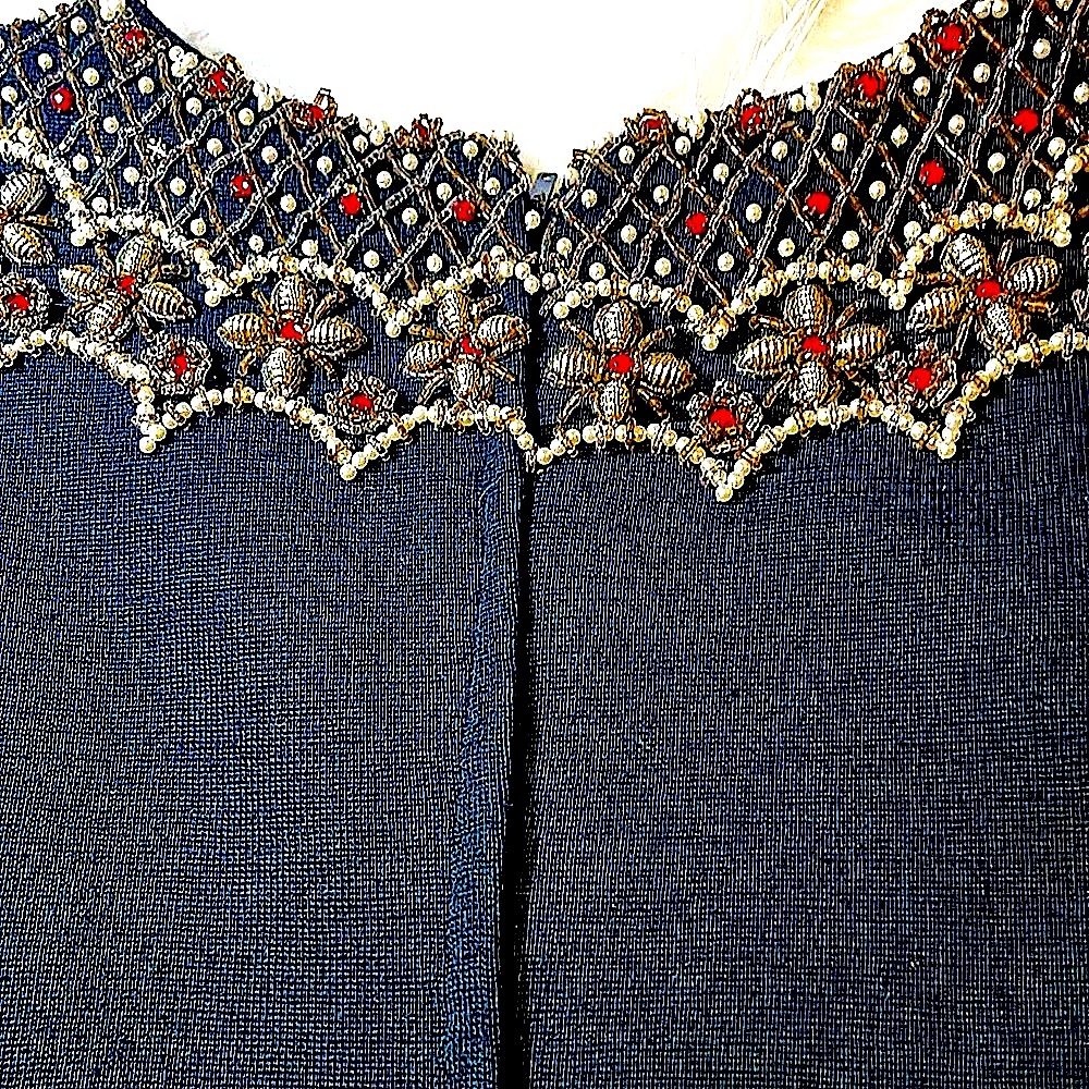 Vintage TERIDOT Wool Beaded Dress - Picture 4 of 16